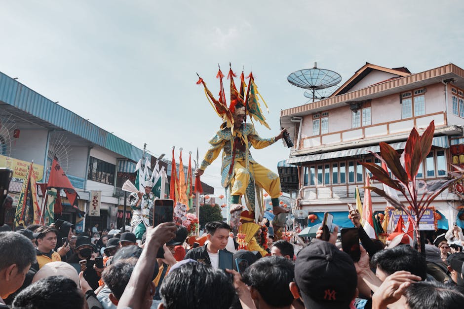 Vibrant traditional festival parade
